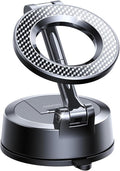 Vacuum Magnetic Car Phone Holder, 360°Adjustable, Compatible with iPhone 12-17 Series & Dashboard Mount & Tesla, 80+LBS Strong Suction Cup Phone Holders for Your Car, MagSafe-Compatible (Carbon Fiber)