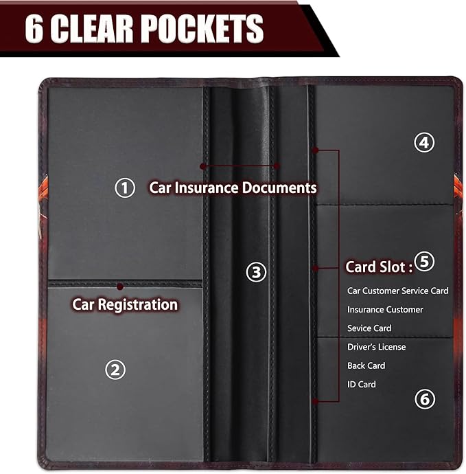 Car Document Holder with Magnetic Shut, Car Registration and Insurance Card Holder, Vehicle Glove Box Organizer Documents, Driver License, Auto Paperwork Organizer Wallet,Basketball Hoop + Basket