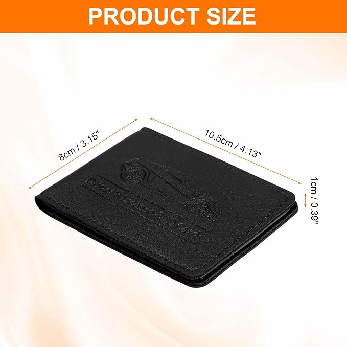 HARFINGTON Car Registration and Insurance Holder PU Leather Vehicle Glove Box Organizer Storage Accessories Car ID Holder with 4 Pockets for License ID Card Bank Card Documents, Black
