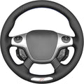 MEWANT Hand Stitch Steering Wheel Cover Fit for Ford Focus ST 2013 2014 Custom DIY Hand Sewn Black Microfiber Leather Steering Wheel Wrap Interior Accessories