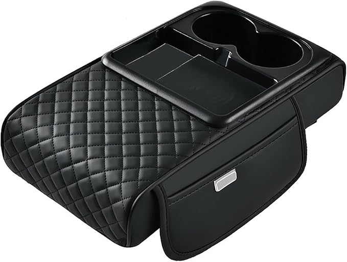 Armrest Cover for Car for GMC Sonoma 2000-2004, 4 in 1 Storage Box Pad with Cup Holders, Center Console Cover Cushion Heightening Pad,A