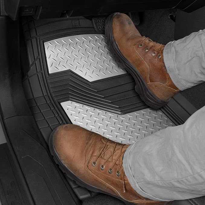 BDK Cat® Heavy Duty Rubber Floor Mats for Car SUV Truck & Van-All Weather Protection, Front & Rear with Heelpad & Anti-Slip Nibs Backing, Universal Trim-to-Fit