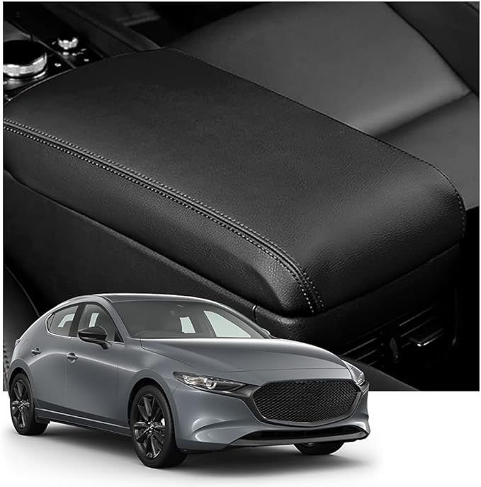 LFOTPP Armrest Cover for 2019-2026 Mazda Mazda3 Sedan/Hatchback Mazda Mazda3 Accessories Center Console Cover Arm Rest Protector Middle Lid Pad Protector PU Leather, Anti-Scratch,Non-Slip