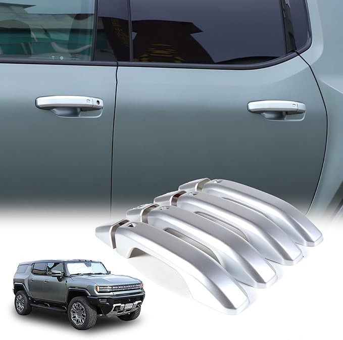 for Hummer EV Accessories Exterior Door Handle Cover,ABS Car Door Handle Protectors Cap Compatible with Hummer EV SUT SUV 2024 2025 8PCS (Matte Silver)