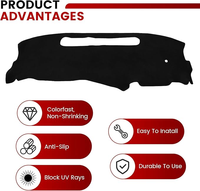 Hex Autoparts Dash Cover Mat Dashboard Pad Replacement for 1998-2004 Chevy S10 Pick Up (Black)