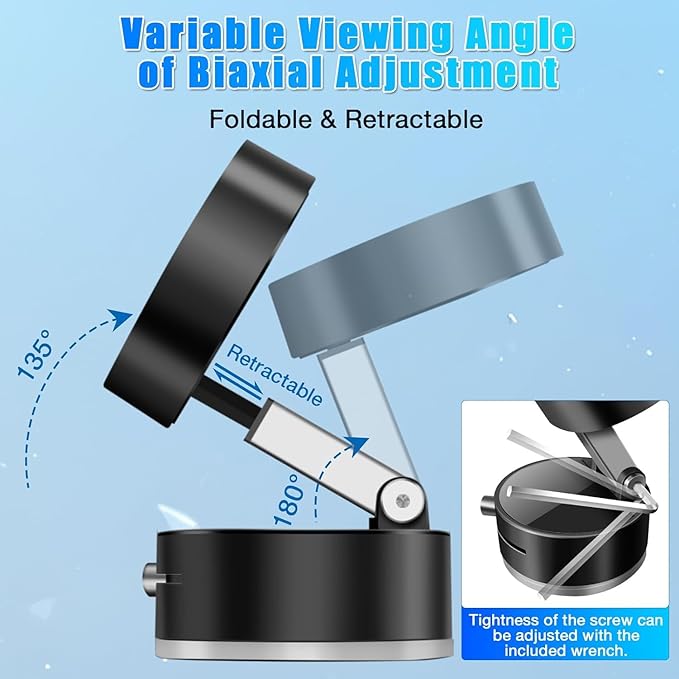 Magnetic Vacuum Suction Holder, Double-Sided Phone Holder with Suction Cup for Car/Mirror/Smooth Surface, Foldable and Retractable, Universal, Car Phone Mount.