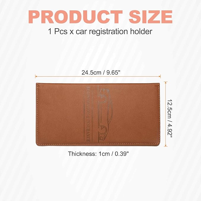 HARFINGTON Car Registration and Insurance Holder 9.65" x 4.92" PU Leather Vehicle Glove Box Organizer Storage Accessories Men Women Car ID Holder for License ID Cards Bank Cards, Burgundy
