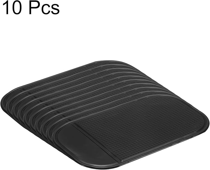 HARFINGTON 10pcs Car Dashboard Anti-Slip Mat 5.5" x 3" Universal Sticky Dash Pad Washable Reusable Car Non-Slip Mats for Phone Keys Sunglasses Electronic Devices, Black