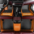 Custom Car Mats All Weather Fit Automotive Floor Mats PU Leather Protector Mat for Most Sedan, SUV, Truck Floor Mats (Black and Orange Side)