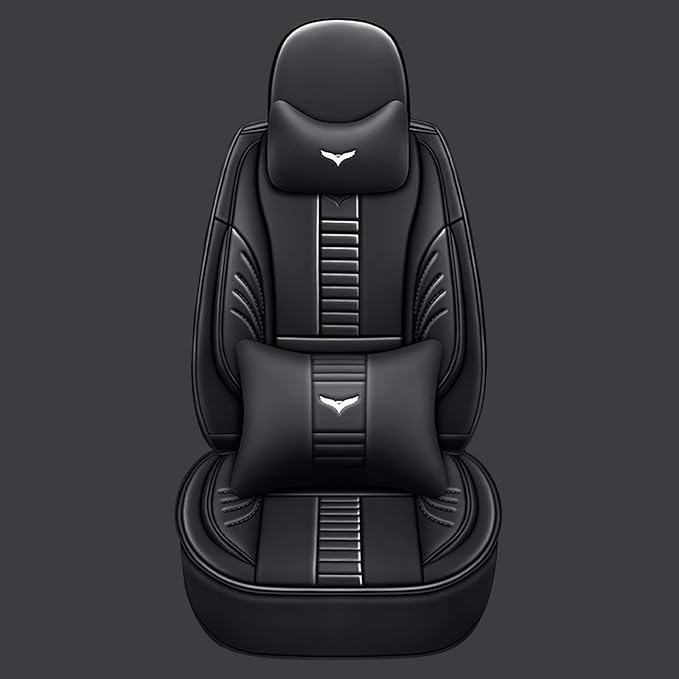 Pengchen Luxury 2 Seats Car Seat Covers Protectors for Lexus 1999-2025 95% Models, Back Storage Bag Design & Headrest Pillow & Lumbar Support Black & Black Line