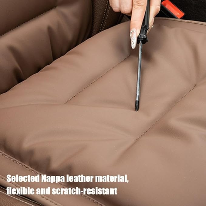 Skin-Friendly & Dirt-Repellent Leather Seat Cushions, 2026 Car Seat Cushion for Driving, 1.57" Thick Comfort Seat Protector, Universal Non-Slip Memory Foam Pad for Car (Black, Backrest Cushion)