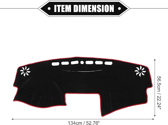 Dashboard Cover Compatible for Toyota Camry 2007-2011, Non-Slip Polyester Black Red Dash Cover Mat Dash Board Protector Cover
