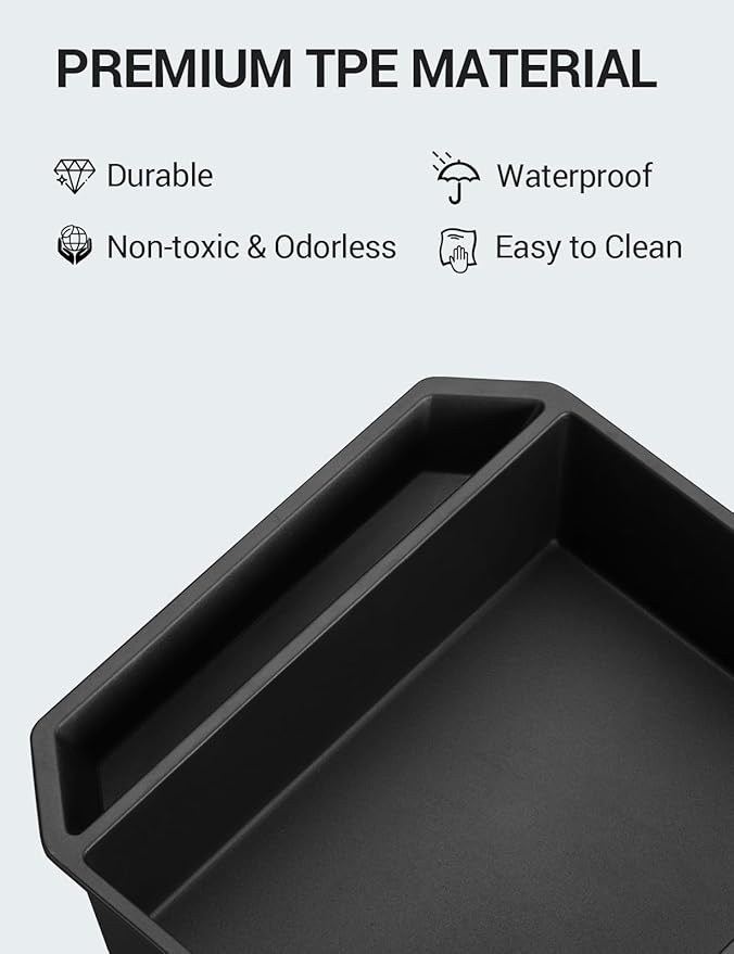 Motrobe Center Console Organizer for 2024-2026 Tesla Cybertruck Accessory Premium TPE Anti-Slip Armrest Storage Tray, OEM-Style Interior Accessories, No-Rattle Insert Box for Sunglasses, Phone & Coins
