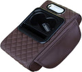 Car Armrest Cushion,5-in-1 Center Console Cover with 2 Storage Bags Cup Holder, Tissue Box Slot, Phone Slot for Sedans, Car Accessories Interior Organizers -Brown