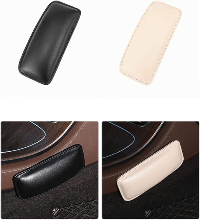 2 Pcs Automotive Black Soft Leather Center Console Knee Pad Padded Car Door Armrest Elbow Pad Comfort Pillow