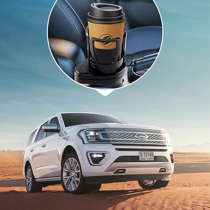 Multifunctional Car Cup Holder, All Purpose Adjustable Large Cup Holder (Matte Black)