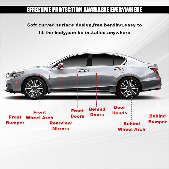 4PCS Bling Car Door Handle Scratch Protector, Crystal Rhinestone Sticker Car Door Edge Guard, Side Rearview Mirror Anti-Collision Strip, Exterior Accessories for Women Men (Blue)