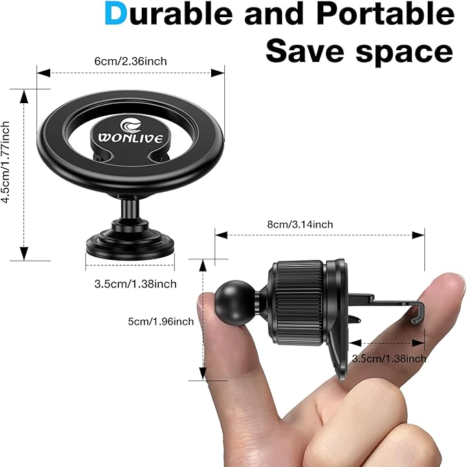 for Magsafe Car Mount, 2 in 1 Vent/Dashboard Magnetic Phone Holder - [44 Strong Magnets] Car Phone Holder Mount Fit iPhone 17 16 15 14 13 12 Plus Pro Max for Magsafe Case and Other Cellphone