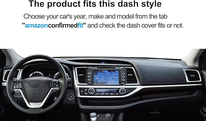 Yiz Dash Cover Mat Custom Fit for Toyota Highlander 2014-2019,Dashboard Cover Pad Carpet (Black) J26