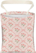 Cute Car Trash Can, Hanging Canvas Car Back Seat Organizer and Storage Bag, Funny Car Trash Bag for Travelling, Outdoor Cute Pink Flower