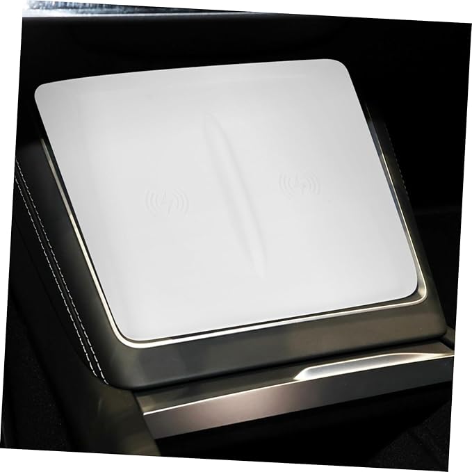 NUOBESTY Charging Pad for Silicone Non- Center Console Mat Easy Installation Design White Interior Accessory for Phone Charging