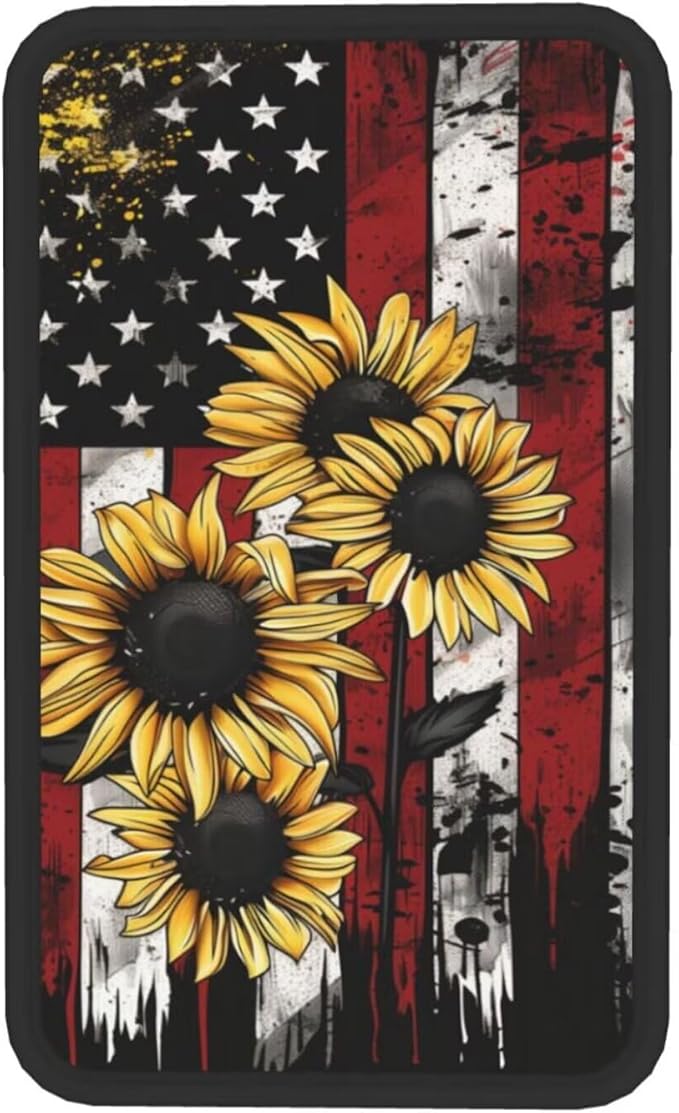 American Flag Car Center Console Cover Protector Vintage Sunflower Comfortable Armrest Covers Cushion Pads Patriot Star Stripe Cars Accessories