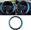 Bling Soft Leather Steering Wheel Cover, 15 Inch Colorful Rhinestones Auto Elastic Protector with Crystal Diamond for Women Girls, Car Accessories for Most Cars, SUVs (Blue)