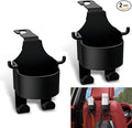 Eratus 2 PCS Car Seat Headrest Organizer, 3-in-1 Cup Holder Cell Phone Bracket Hanging Storage Hooks, Portable and Hands Free Multi-Function Hook, for Most Cars Backseat Accessories (Black)