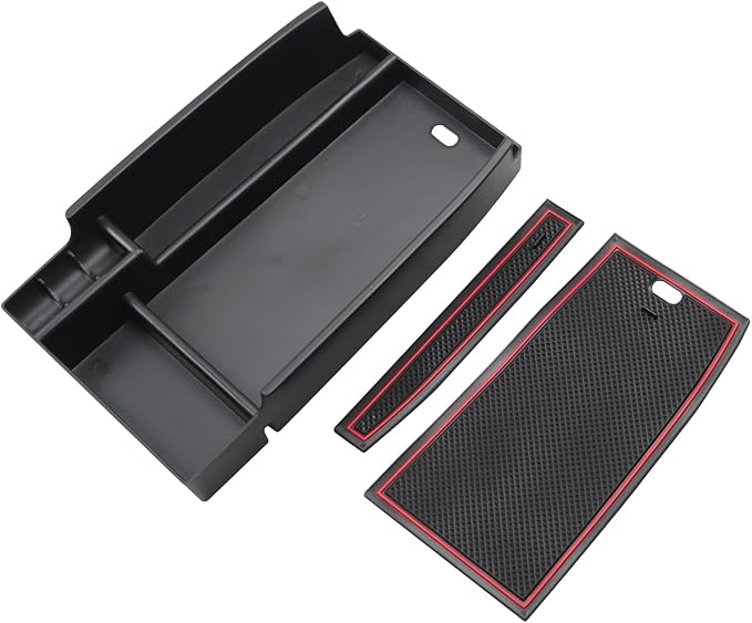 SKTU for 2021 2022 2023 2024 2025 Ford Bronco Sport Center Console Organizer for 2023 2024 2025 Ford Bronco Sport Accessories Insert ABS Black Materials Tray Armrest Secondary Storage Box (Red)