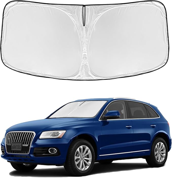 Windshield Sun Shade for Audi SQ5 2014-2017/Audi Q5 2009-2017 - 4 Layers Car Sunshades for Front Windows Shade Cover Custom Fit Q5 Sun Visor 240T Retractable Shade Blocks UV Rays Car Accessories