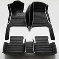 Custom Fit Car Floor Mats for Most Cars, SUVs, Trucks - Waterproof PU Leather All-Weather Floor Liners - Durable Anti-Slip Interior Car Accessories to Protect Vehicle Floors (Black+Withe bar)