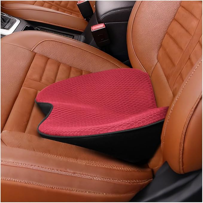 Car Seat Cushion, Memory Foam Sciatica & Lower Back Pain Relief Vehicle Chair Pillow for Driving, Breathable Automotive Seat Support Pad, Universal for SUV Sedan Truck (Red)
