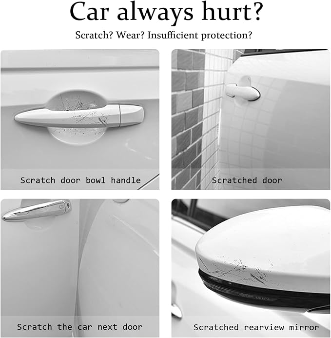 BetterJonny 10PCS Crystal Car Door Scratch Protector, Rhinestone Bling Scratch Protector Stickers for Women and Girls (Pink)