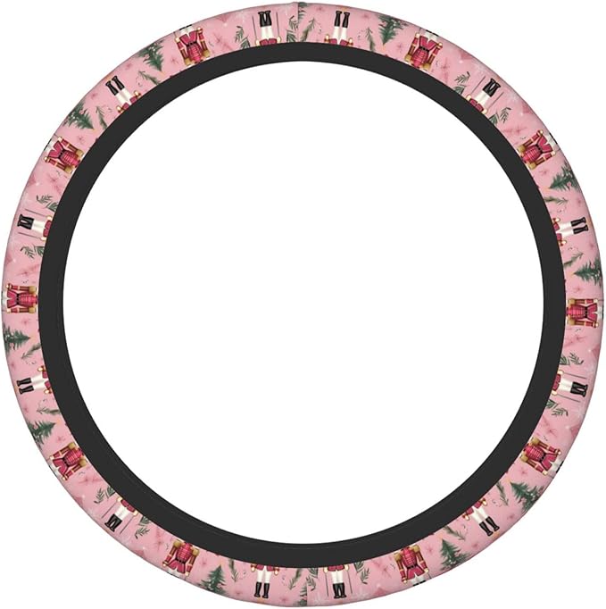 Nutcracker Christmas Xmas Flower Neoprene Steering Wheel Covers Women Men Car Accessories, Universal 15 Inch Fit Auto, Suvs, Truck