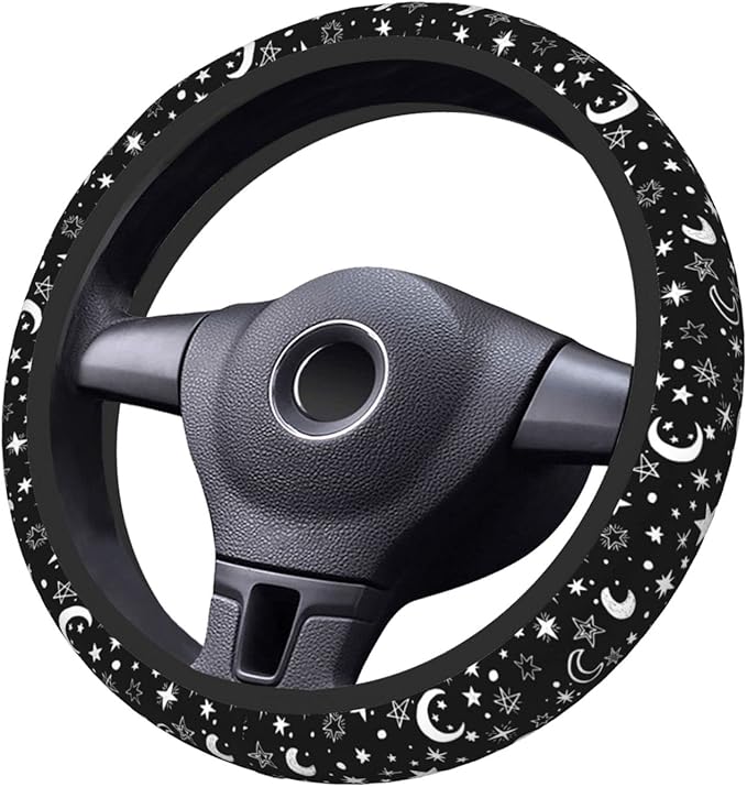 Moon Space Steering Wheel Cover Neoprene Universal 15 Inches Car Steering Wheel Protector for Women Men