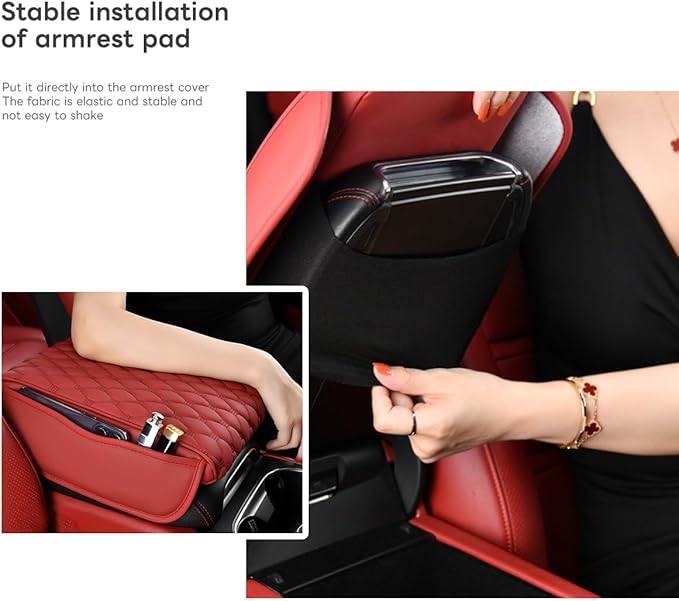 Civenhhd Car Armrest Pad, Universal Armrest Cushion Pad, Leather Armrest Box Pad