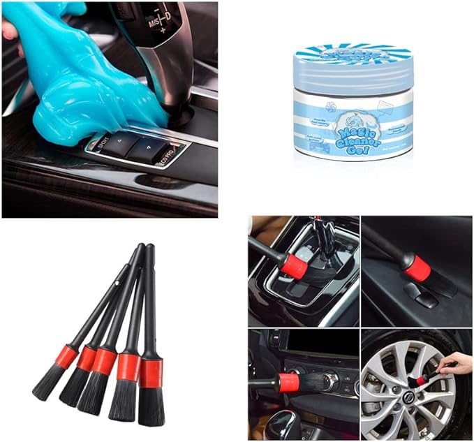 Car Cleaning Gel Cleaning Brush Car Detail Clean Interior Reusable Cleaning kit 6 PCS