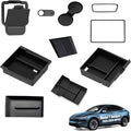 Abvesi 10PCS Center Console Organizer Tray for Tesla Model Y Juniper 2025-2026,All-Weather Storage Boxes,Cup Holder,Charging Pad,Camera privacy cover,Screen Protector Interior accessories