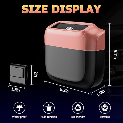 Car Trash Can with Lid, Built-in Storage Garbage Bag, Vehicle Trash Accessories for Interior, Mini Garbage Bin for Automotive, Home, Office, Kitchen, with 30pcs Trash Bags…