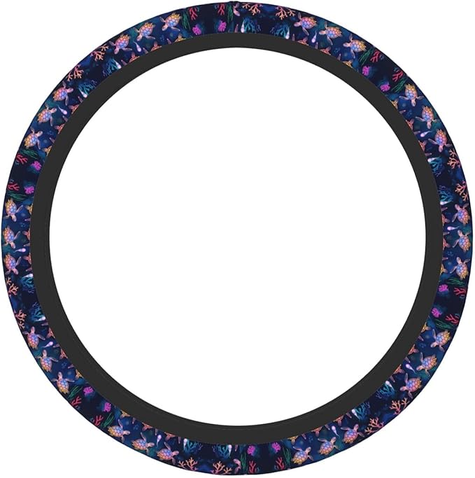 Neoprene Steering Wheel Cover Colourful Sea Turtle Car Steering Wheel Cover Universal Fit for Most Cars
