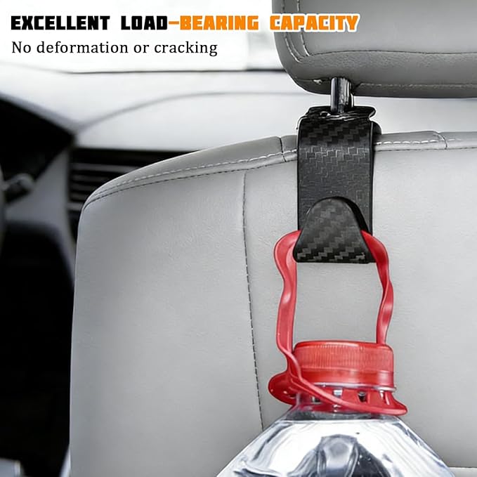 4PCS Car Seat Headrest Hook, Automotive Back Seat Storage Holder Hanger, Vehicle Interior Backseat Organizer Hanging Hook for Purse Handbag Grocery Bags, Universal Fit (Beige)
