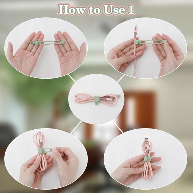 12Pcs Reusable Green Silicone Cord Ties, for Office, Home, Kitchen, School Organization of Electrical Cords, up to 20mm Diameter, 10kg Tensile Strength