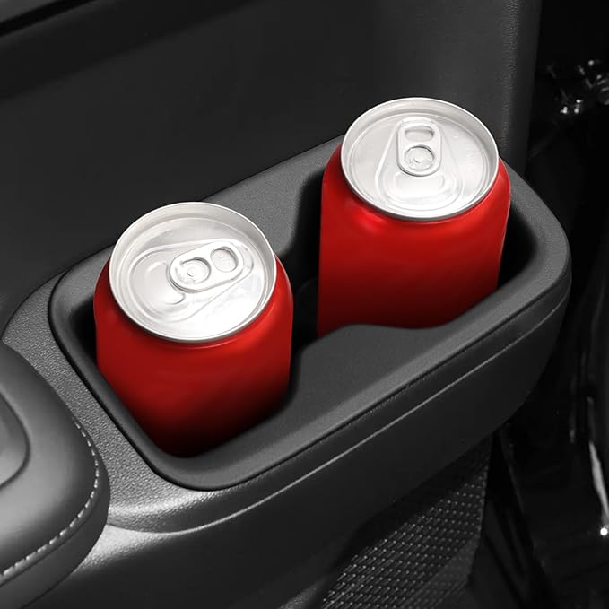 LUCKEASY 2PCS 2nd Row Door Side Cup Holder Insert for Hyundai Santa Fe 6/7 Seat 2024 2025 2026 Rear Drink Limiter Interior Accessories TPE Black
