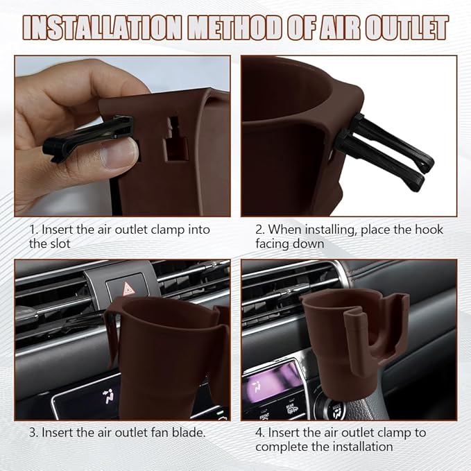 Car Cup Holder Expander, Cup Holder for Car, 2-in-1 Mobile Phone Drink Adapter, Auto Interior Accessories Multifunction Auto Seat Back and Armrest Box Storage Device for Most Vehicles (Brown)