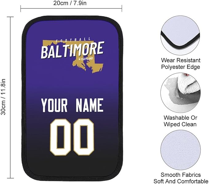 Custom Football Car Armrest Covers Universal Auto Center Console Pad Car handrail Box Cushion Personalized Add Name & Number Fans Gift Fit Suit for SUV Truck Sedan Van