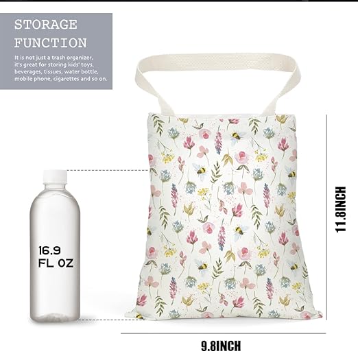 Pykfrhh Car Trash Can - Waterproof Back Seat Organizer for Vehicle, Travelling, Camping - Flower Daisy Sunflower Rose Decor