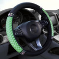 Soft Leather Car Steering Wheel Cover, Universal 15 Inch Colorful Rhinestones Anti-Slip Elastic Steering Wheel Covers for Most Cars, Sparkly Crystal Diamond for Women Girls (Green)