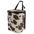 Brown Cow Car Trash Can with Lid Collapsible Reusable Waterproof Car Garage Bag, Cow Print Automotive Garbage Can, Car Accessories Interior Car Organizer with Adjustable Straps