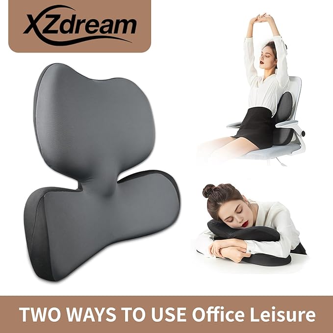 XZdream Lumbar Pillow,Ergonomic Lumbar Support Pillow for Upper & Lower Back Support Back Pain Pain Relief,Promotes Posture,Fully Support Entire Back Cushion,for Office Chair,Car,Gaming Desk Chair