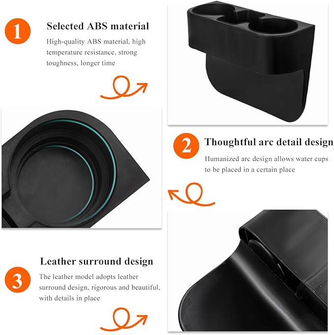 Car Cup Holder Gap Filler Organizer, Multifunctional Auto Front Console Gap Filler with Cup Holder, Leather Extra Cup Holder Storage Box for Car Truck SUV, Car Accessories (Black/Plastic)